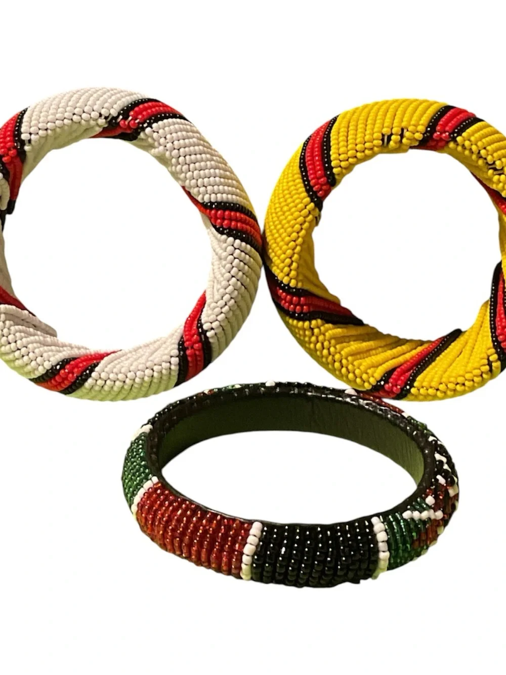 African Beaded Multicolor Stackable Bangle Bracelet Set - Women's Jewelry
